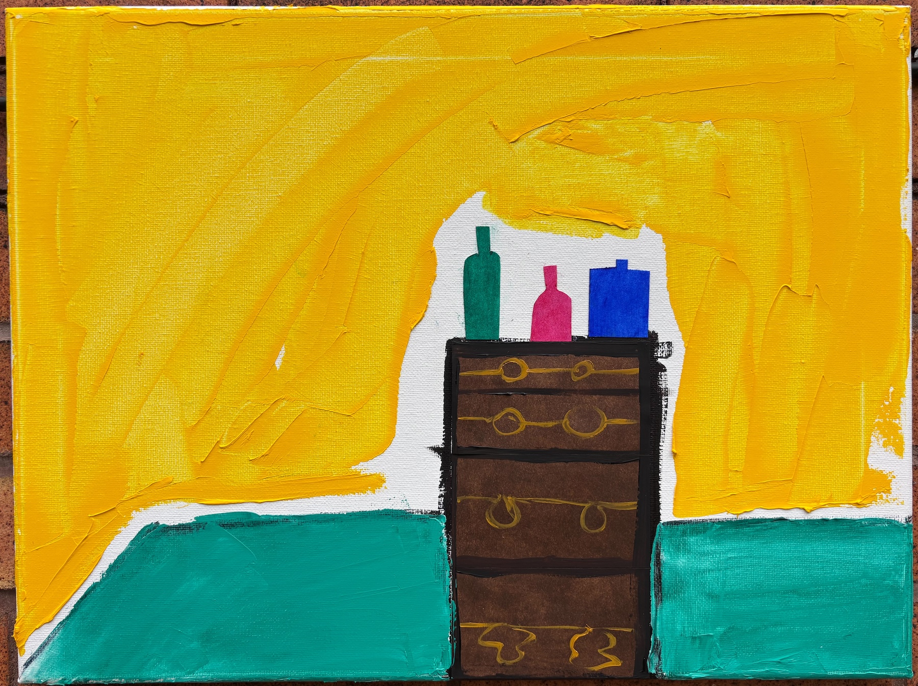 Bottles Dresser oil painting by Emily Levin