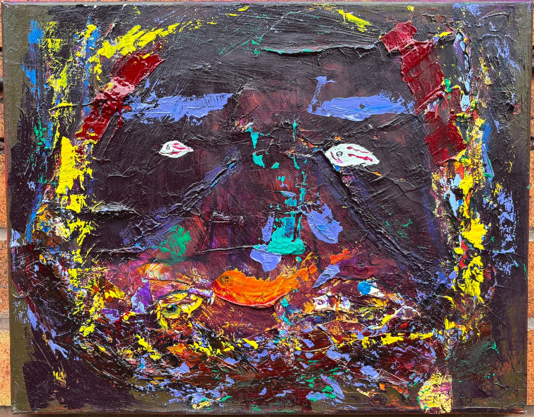 Face Purple oil painting by Emily Levin