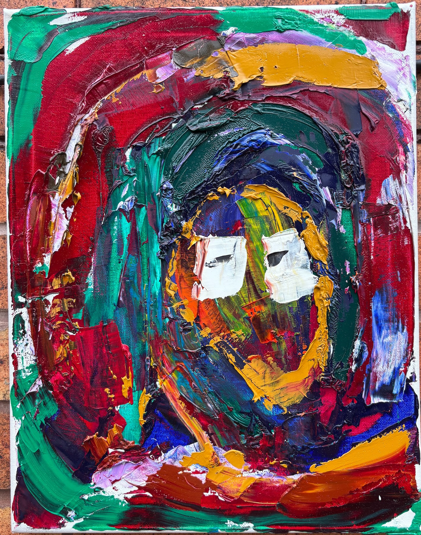 Smirky Swirl oil painting by Emily Levin